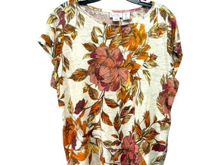 Linen Top Short Sleeve By Nicole Miller In Floral Print, Size: L For Sale