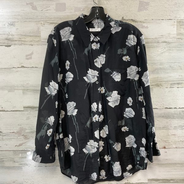 Blouse Long Sleeve By Equipment In Black, Size: M Discount