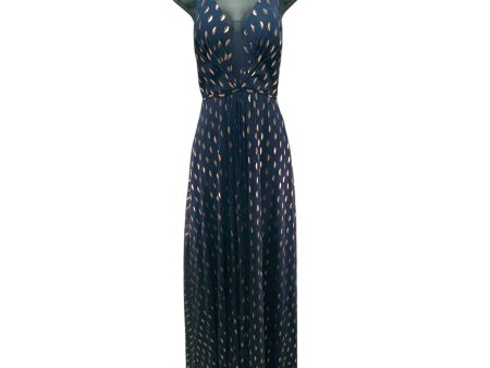 Metallic Print Plunging Illusion GownBy Aqua For Bloomingdales In Navy, Size: 0 Discount