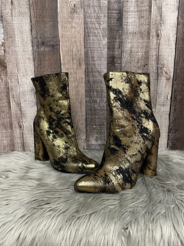 Boots Mid-calf Heels By Cmc In Gold, Size: 8.5 Fashion