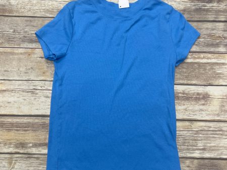 Top Short Sleeve Basic By A New Day In Blue, Size: L Cheap