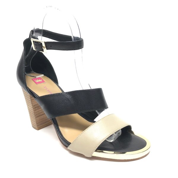 Black & Cream Sandals Heels Block Cmc, Size 7 Fashion