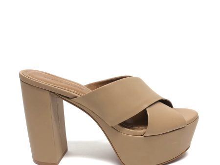 Beige Sandals Heels Block Cmb, Size 6 For Sale