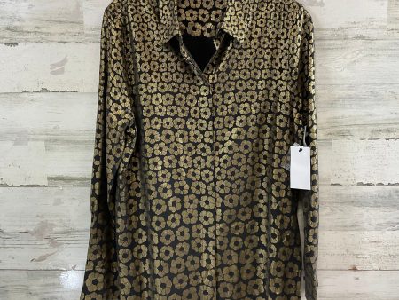 Blouse Long Sleeve By Equipment In Black & Gold, Size: S For Sale