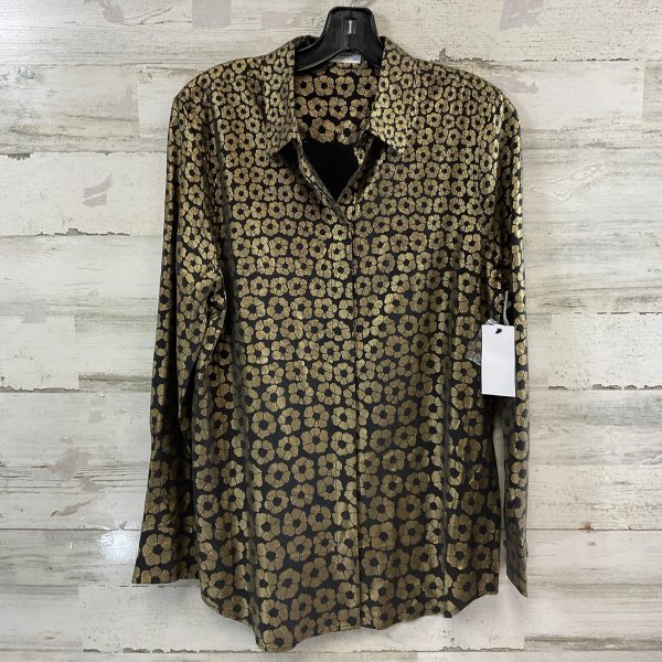 Blouse Long Sleeve By Equipment In Black & Gold, Size: S For Sale