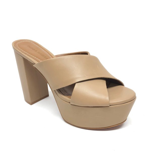 Beige Sandals Heels Block Cmb, Size 6 For Sale