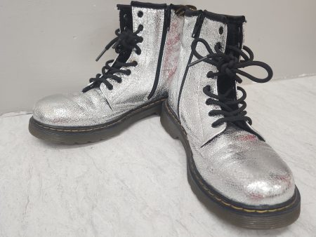 Boots Combat By Dr Martens In Silver, Size: 5 Online Sale