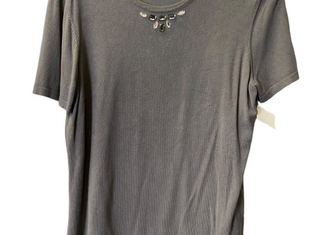 Sweater Short Sleeve By Kasper In Grey, Size: Xl Online Sale