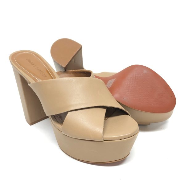 Beige Sandals Heels Block Cmb, Size 6 For Sale