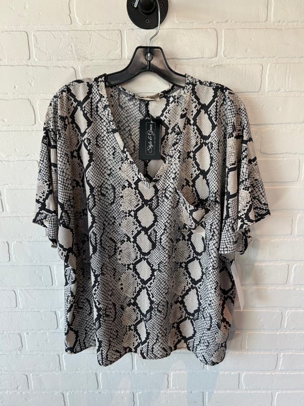 Top Short Sleeve By Ee Some In Black & Cream, Size: M For Cheap