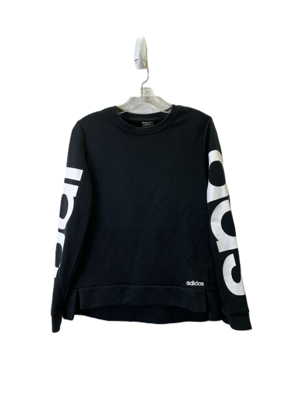 Athletic Top Long Sleeve Crewneck By Adidas In Black & White, Size: S For Discount