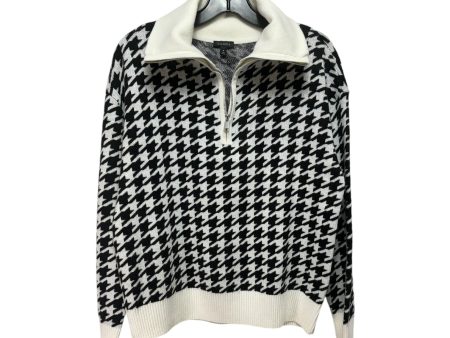 Herringbone Quarter Zip Sweater By Talbots In Black & White, Size: M Online Hot Sale